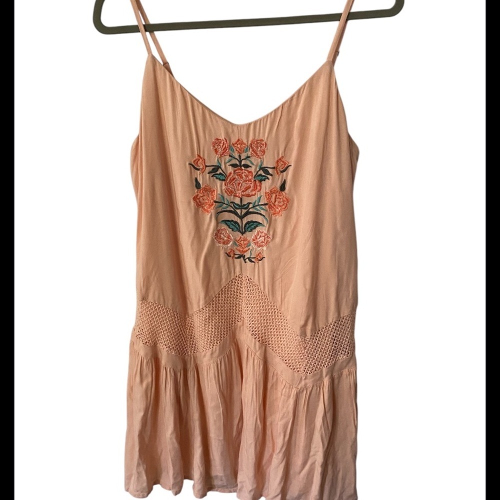 Wonderly Mini Dress in Peach and Green